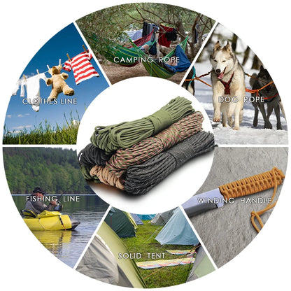 7-Cores 550 Paracord Rope 30 M Dia.4mm For Outdoor Camping Survival Lanyard Parachute Cord Hiking Tent Accessories