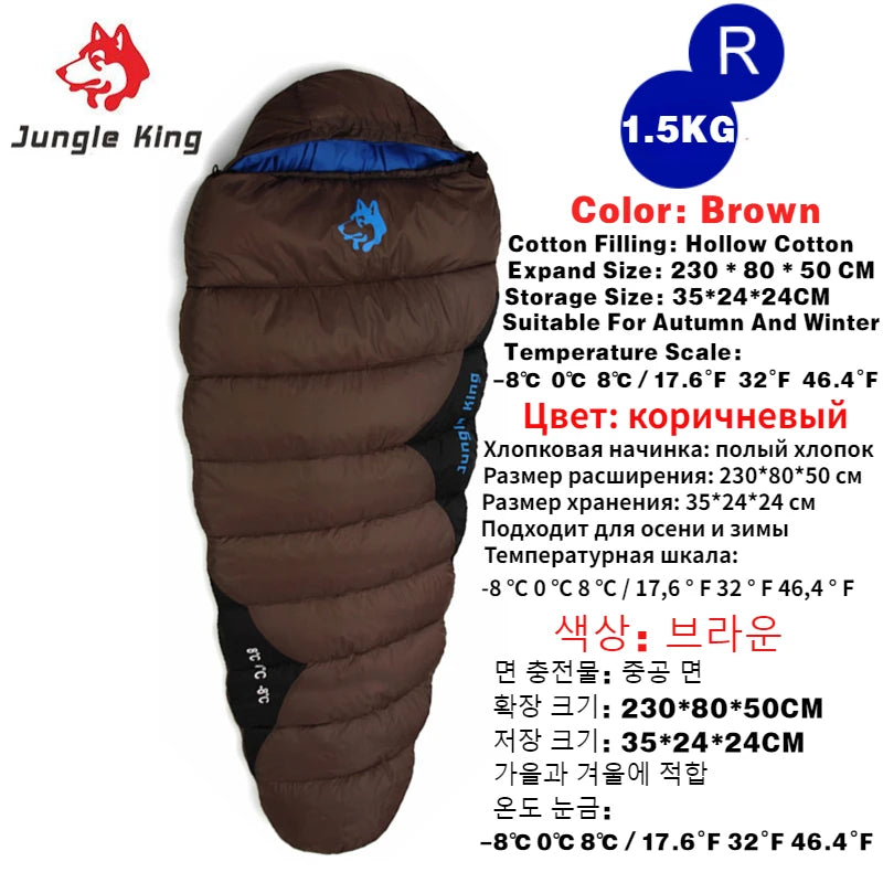 한국 특가 JUNGLE KING CY0903 Thickened Winter Cold Weather Waterproof Sleeping Bag Camping Hiking Supplies -8℃ Cotton Sleeping Bags
