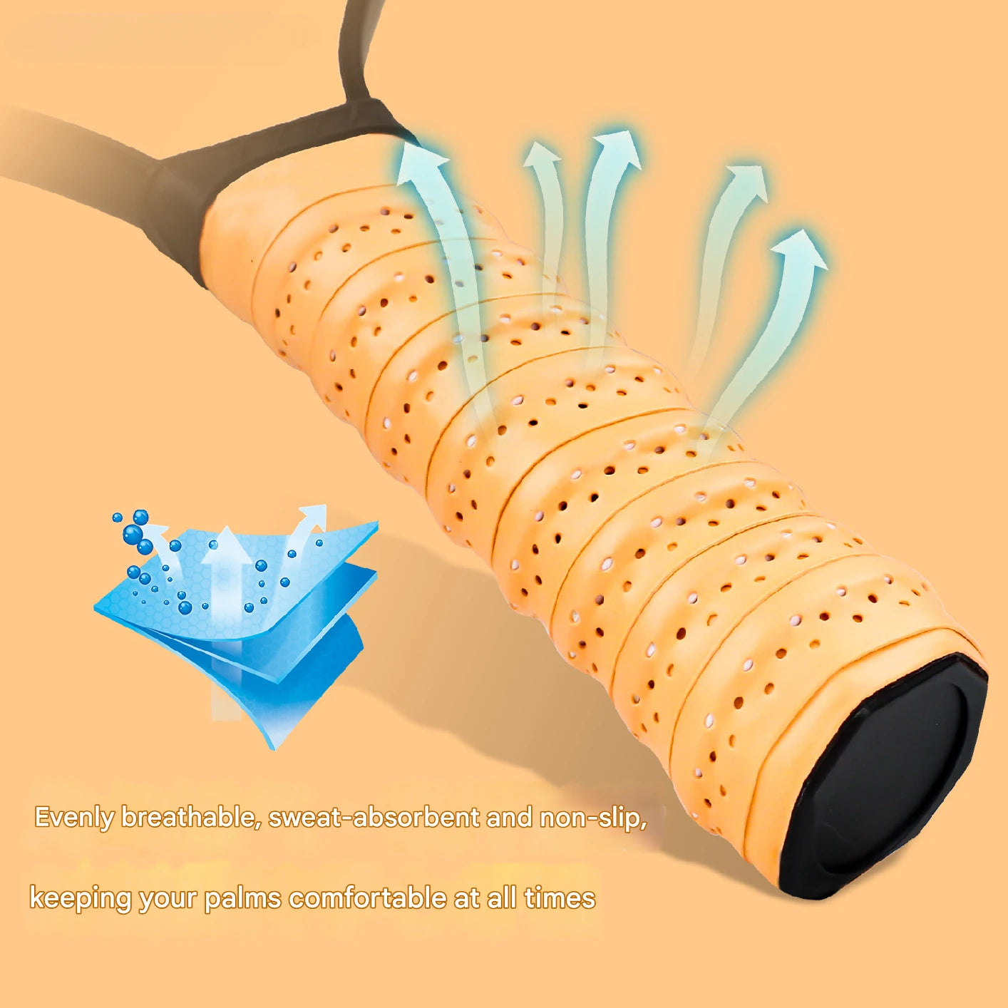 Pickleball Paddle Grip Rubber Wrapped with Binding Tape Keel Rubber Sweatband Covered with Film Anti Slip Breathable Hand Glue
