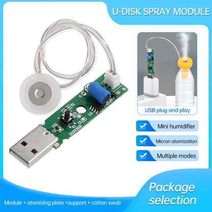 DC5V USB Ultrasonic Sprayer Humidifier Atomizer Driving Module Mini Humidifier DIY Kits 108KHZ 4/12 Hours Automatic Power Off