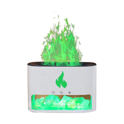Flame Air Humidifier 250ml Home 7 Color LED Electric Ultrasonic Aroma Essential Oil Diffuser with Salt Stone Mist Sprayer