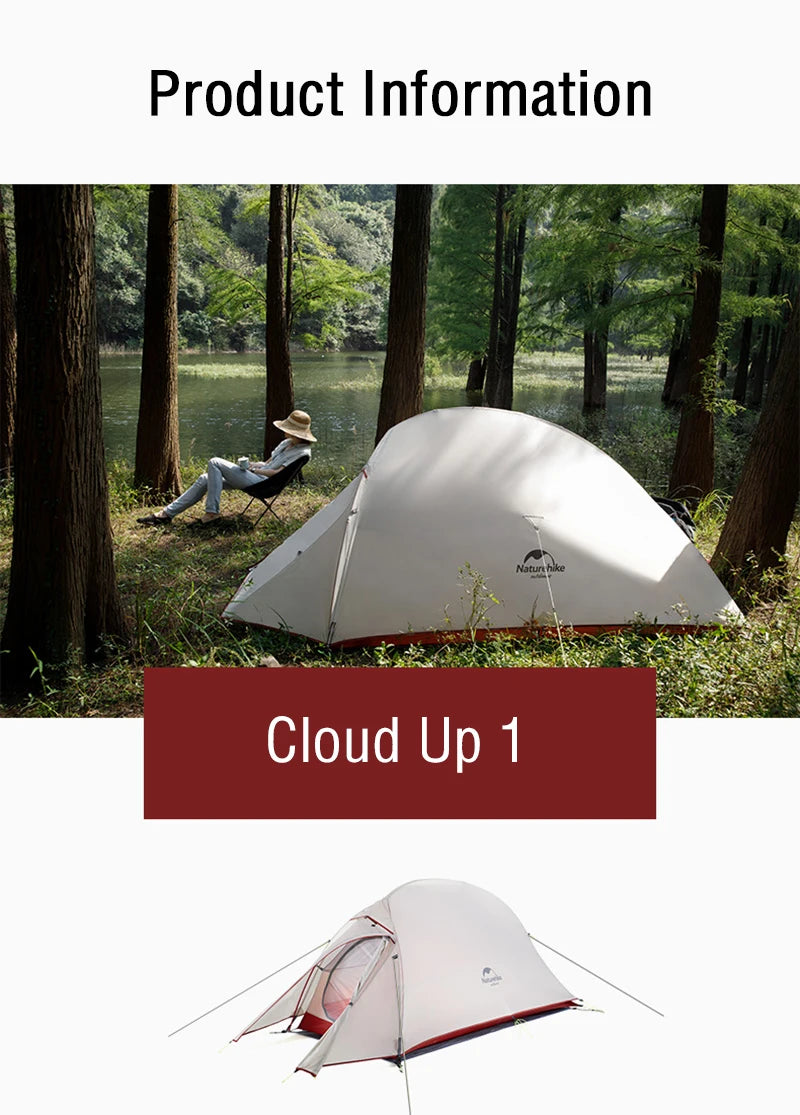 Naturehike Tent Cloud Up Series Ultralight Outdoor Camping Tent Waterproof Backpacking Cycling Tent Camping Tent With Floor Mat
