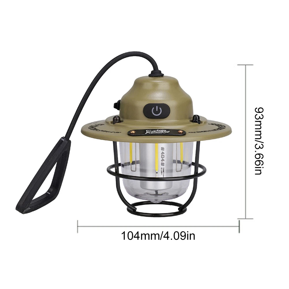 Mini LED Camping Lanterns Type-C Rechargeable Portable Hanging Tent Light 1200mAh for Hiking Fishing Emergency Light Lanterns
