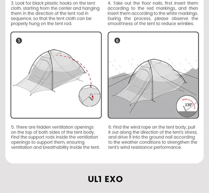 MOBI GARDEN Camping Tent Ultra Light Trekking Tent Portable Outdoor Hiking 20D