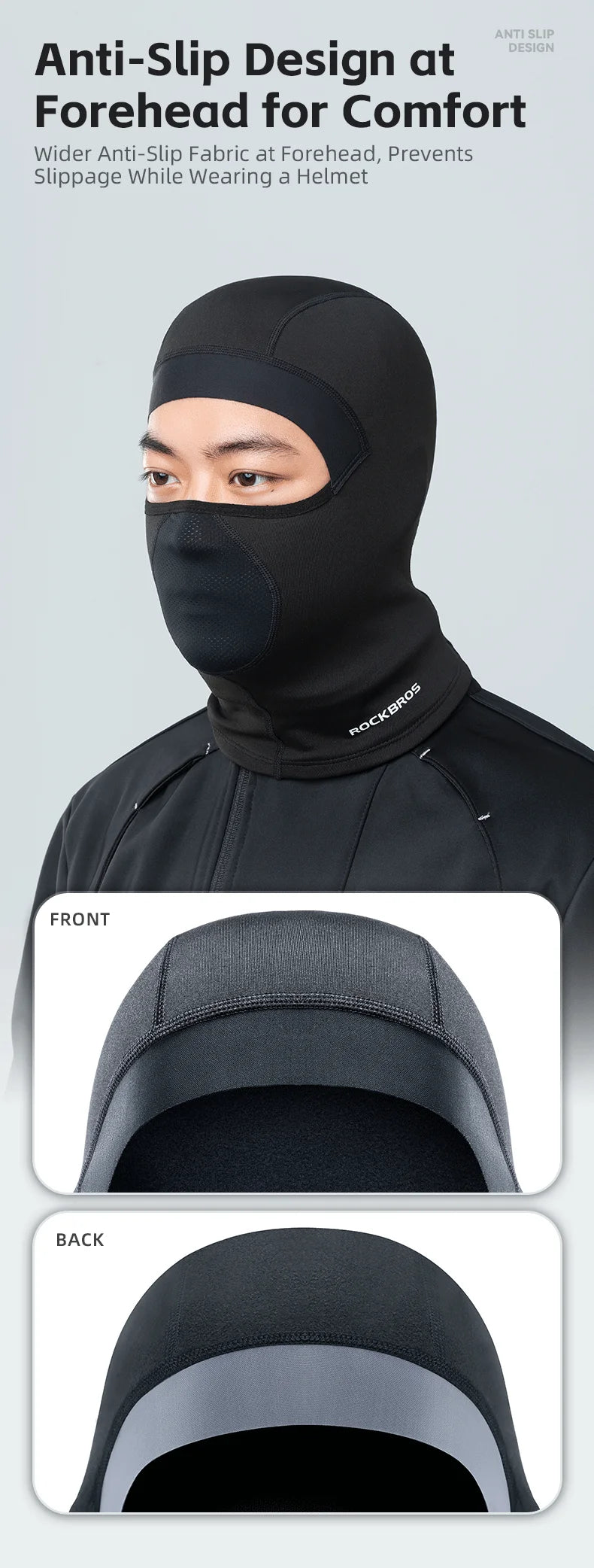 ROCKBROS Bicycle Fleece Head Mask Windproof Cycling Face Mask Balaclava Breathable Warm Bike Equipement Skiing Fleece Headgear