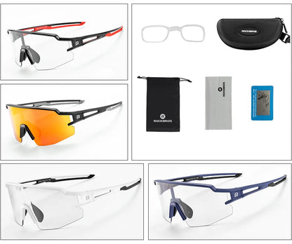 ROCKBROS Photochromic Cycling Glasses Bicycle Outdoor Sports Sunglasses Discoloration Glasses MTB Road Bike Goggles Bike Eyewear