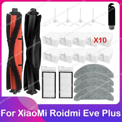 Compatible for Xiaomi Roidmi Eve Plus Robot Vacuum Cleaner Spare Main Side Brush HEPA Filter Dust Bag Mop Cloth Parts