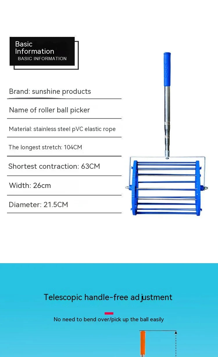 High Quality  table tennis ball picker drum type telescopic convenient pick up  table tennis balls