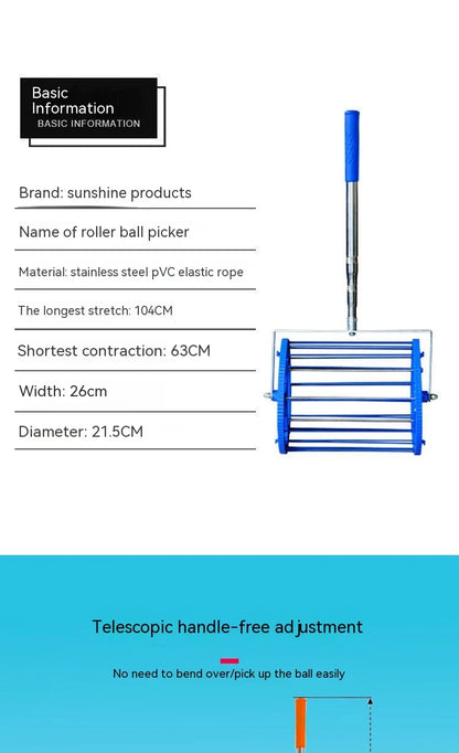 High Quality  table tennis ball picker drum type telescopic convenient pick up  table tennis balls