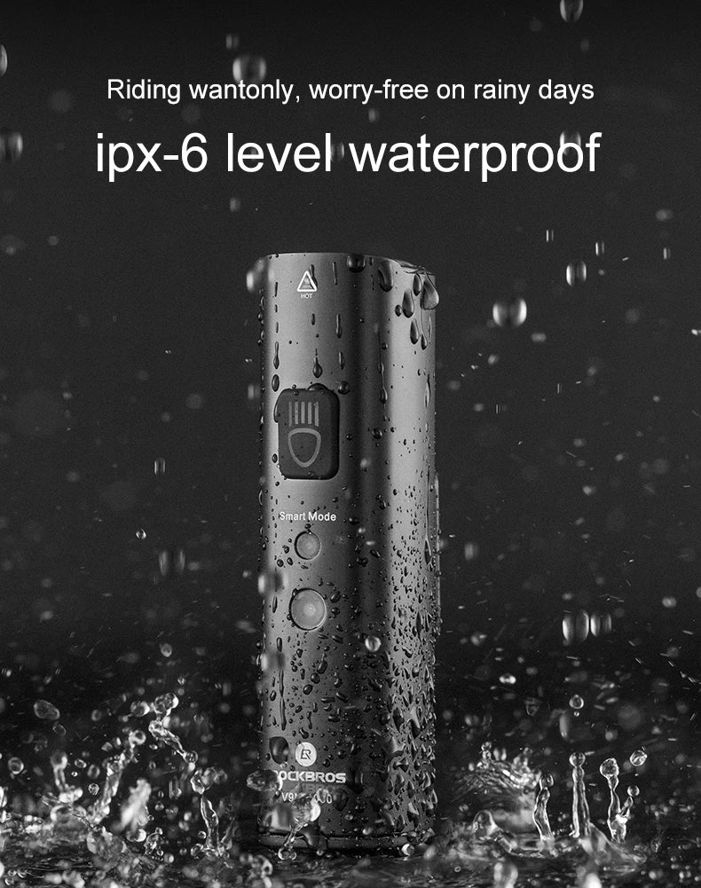 ROCKBROS 1000LM Bike Light Smart Vibration Light Sensing Bicycle Front Light IPX6 Type-C MTB Road Headlebar Cycling Headlights