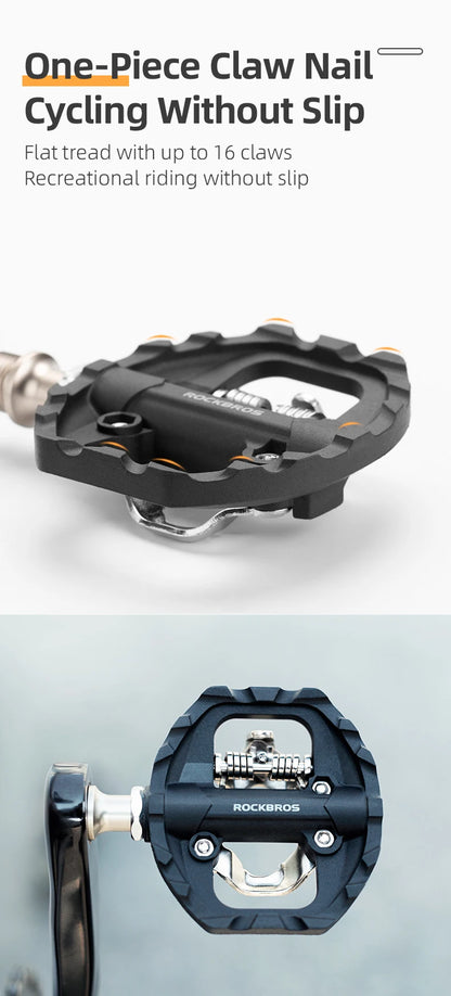 ROCKBROS Bicycle Lock Pedal 2 In 1 Anti-slip Lock Nylon Pedal MTB Bike Pedals Flat Cleat Platform Shimano SPD Bike Accessories