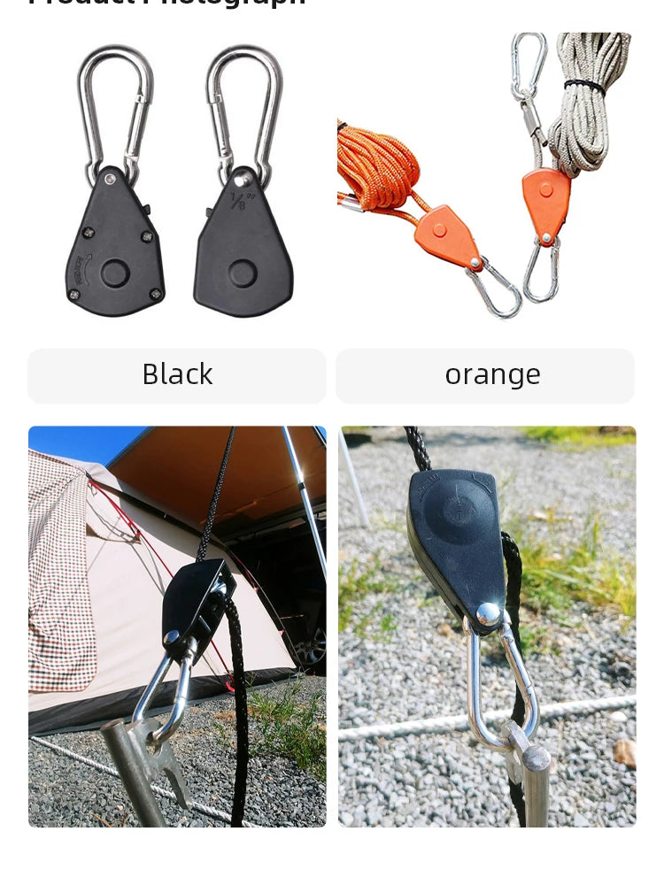 4pcs Adjustable 8inch Lanyard Hanging for Tent Fan Grow Plant Lamp Pulley Ropes Pulley Lifting Pulley Hook