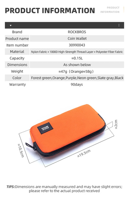 ROCKBROS Cycling Mobile Phone Bag Multi-functional Wallet Card Bag Lightweight Portable Bicycle Cycling Pocket Bag Commute Bag