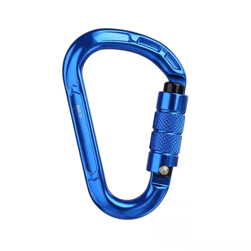 Rock Climbing Carabiner Pear-Shape Buckle 25kN Safety Auto Lock Spring-Loaded Gate Aluminum H-Carabiner Outdoor Kits