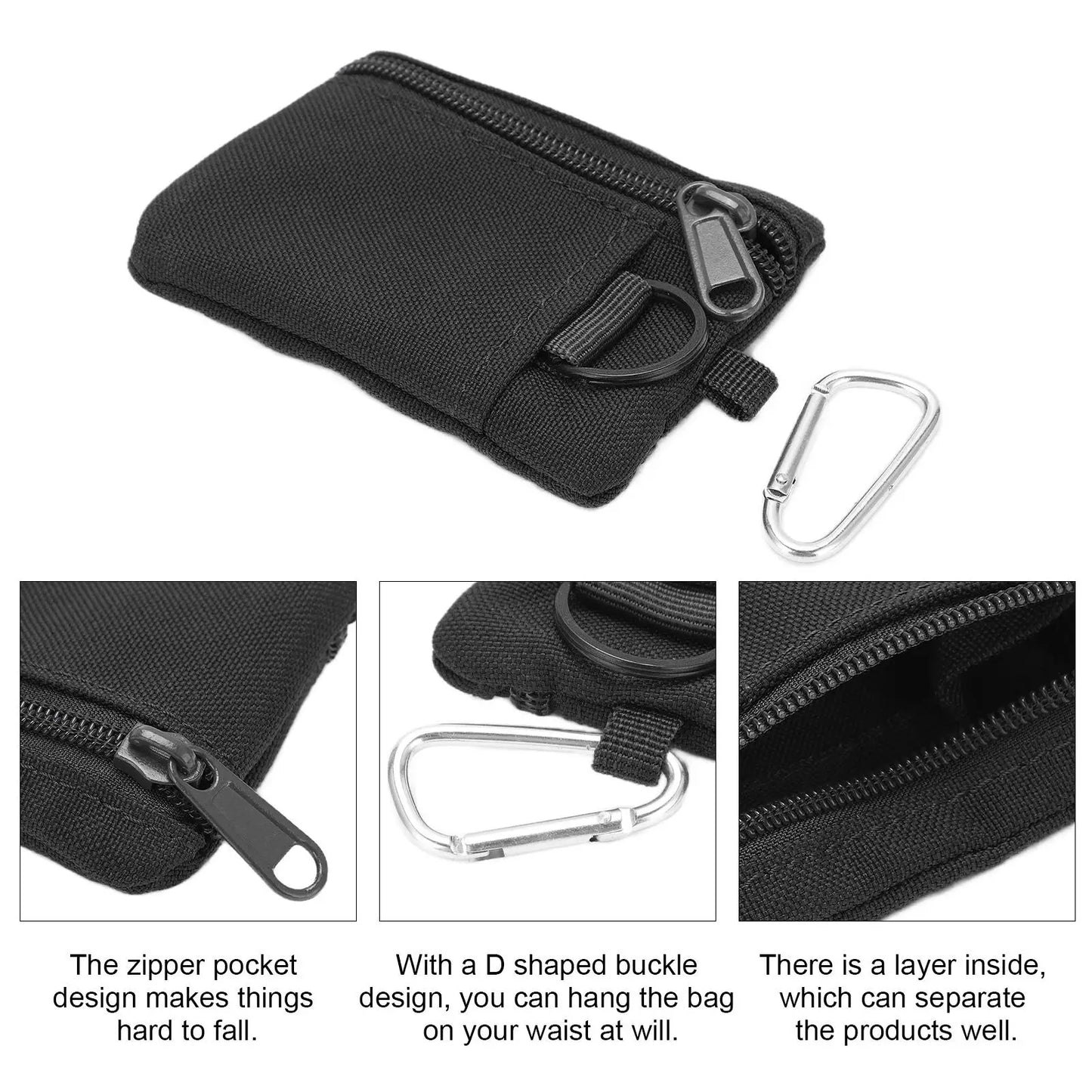 Compact Tear-Resistant Molle Pouch - Lightweight Portable Nylon Bag for outdoor Gear & Easy Access