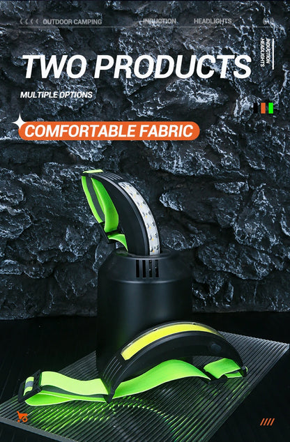 COB Sensor Headlight Built in Battery Fishing Headlamp Rechargeable 6 Modes Head Torch Outdoor Camping Flashlight