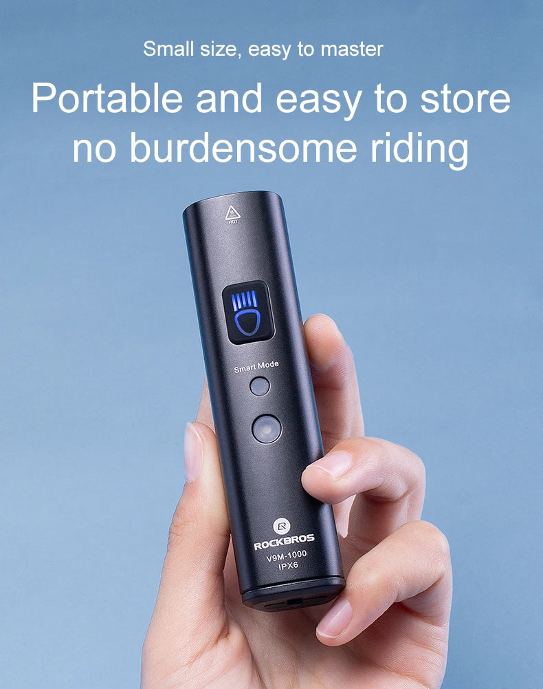 ROCKBROS 1000LM Bike Light Smart Vibration Light Sensing Bicycle Front Light IPX6 Type-C MTB Road Headlebar Cycling Headlights