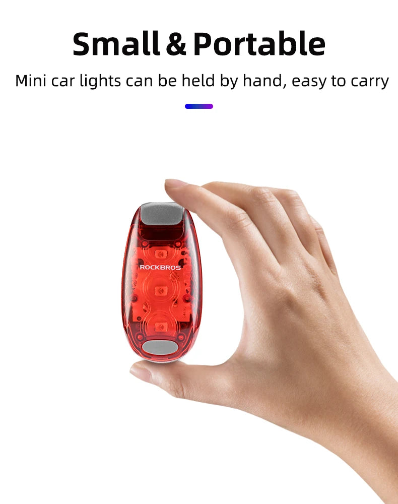 ROCKBROS Bike Rear Light  Bicycle Warning Tail Light Cycling Helmet Bag Taillight Lantern Water Repellent Mini Bike Accessories