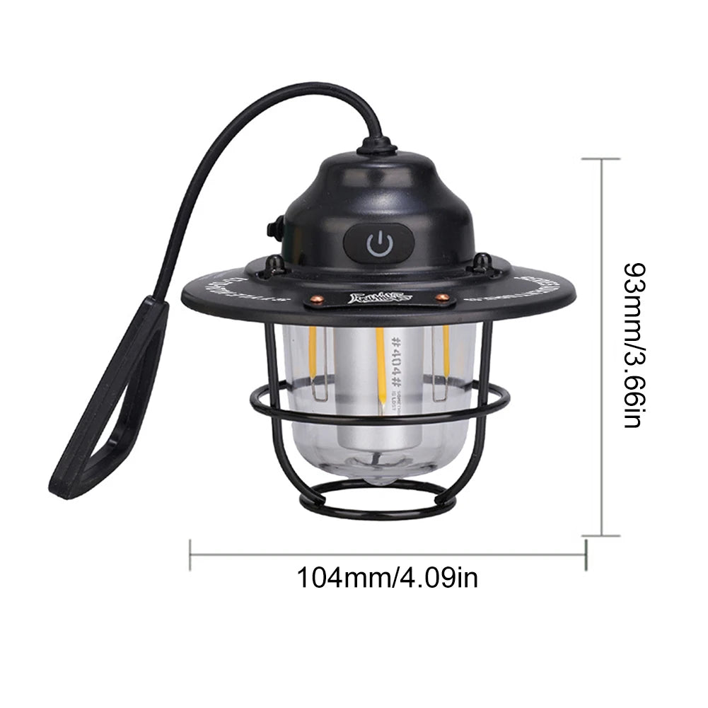Mini LED Camping Lanterns Type-C Rechargeable Portable Hanging Tent Light 1200mAh for Hiking Fishing Emergency Light Lanterns