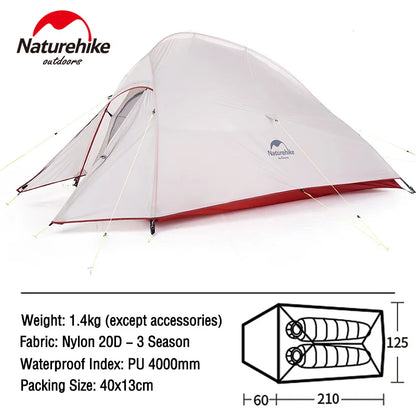 Naturehike Tent Cloud Up Series Ultralight Outdoor Camping Tent Waterproof Backpacking Cycling Tent Camping Tent With Floor Mat