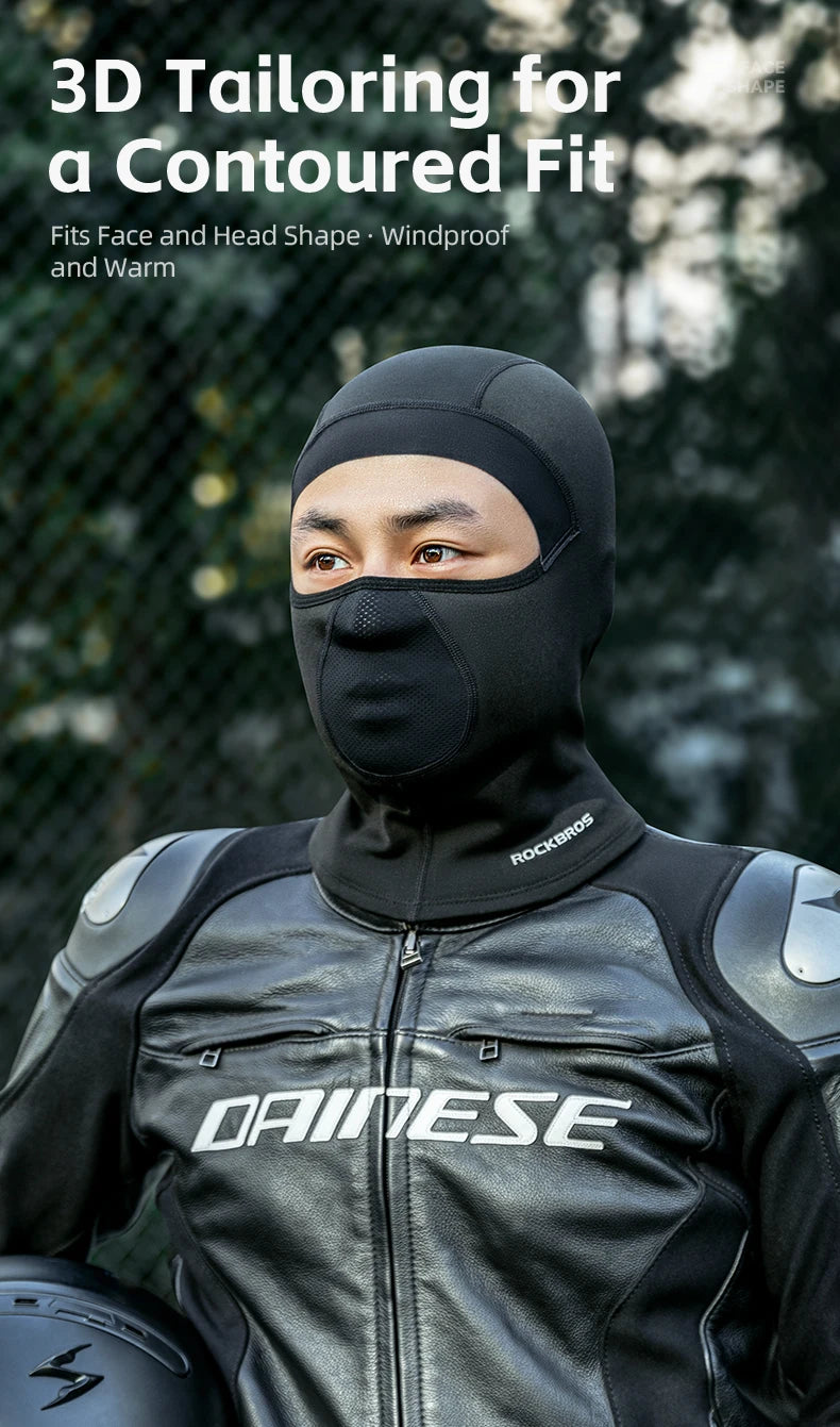 ROCKBROS Bicycle Fleece Head Mask Windproof Cycling Face Mask Balaclava Breathable Warm Bike Equipement Skiing Fleece Headgear