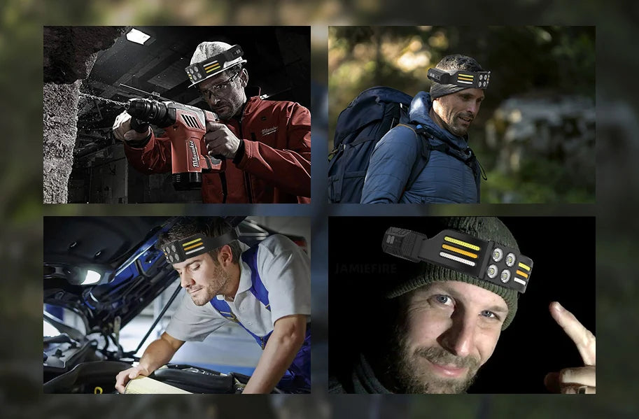 USB Rechargeable LED Sensor Headlamp XPE+COB Headlight Led Head Torch Camping Search Light Head Flashlight for Fishing Lantern