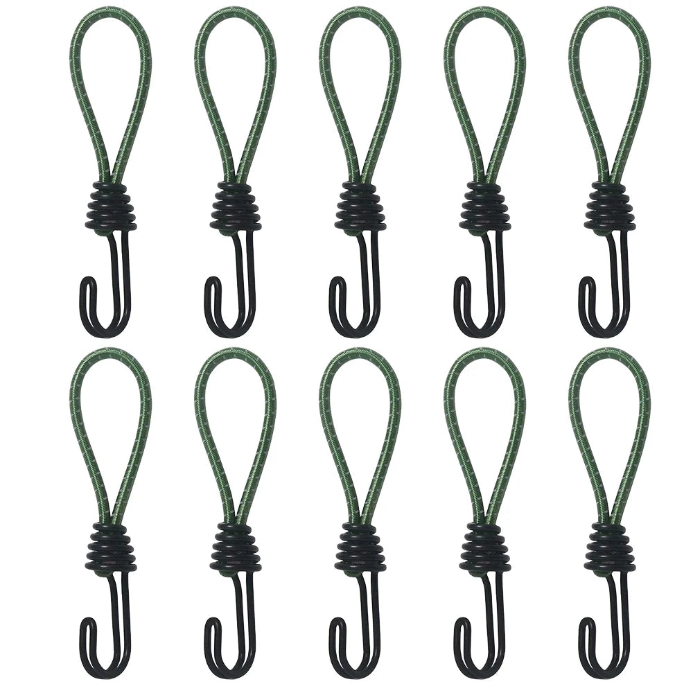 10pcs Tent Elastic Rope Cord Hook Versatile Outdoor Camping Canopy Tarp Tent Fixing Cord String Carabiner Hooks Accessories