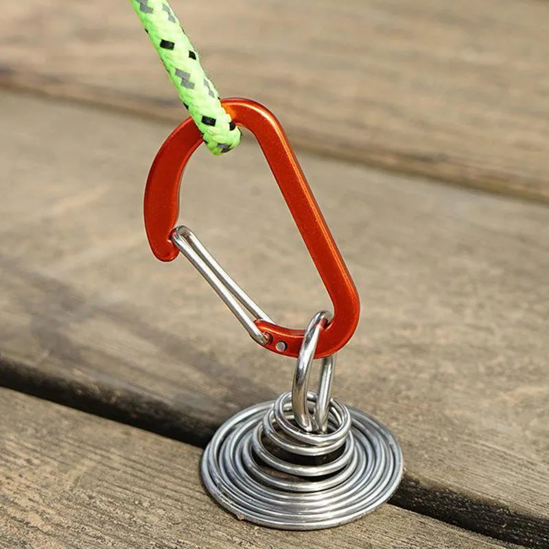 4pcs  outdoor camping octopus wind rope fixing buckle wooden deck gap fixing nail with spring tent wind rope hook