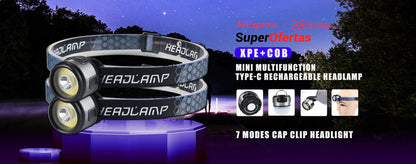 ZHIYU Portable Mini Flashlight Q5+COB Led Headlamp High Power Rechargeable Built-in Battery Outdoor Camping Fishing Headlight