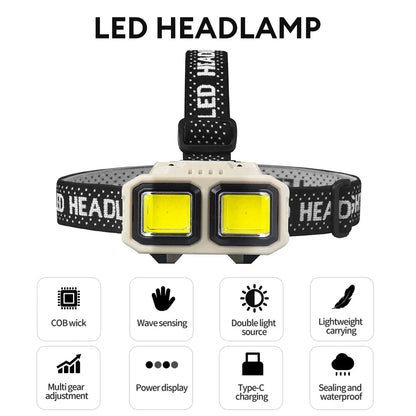 Headlamp Rechargeable 1000 Lumen LED Head Lamp Flashlight with White Red Light Waterproof Headlight for Outdoor Camping Fishing