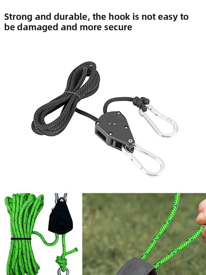4pcs Adjustable 8inch Lanyard Hanging for Tent Fan Grow Plant Lamp Pulley Ropes Pulley Lifting Pulley Hook
