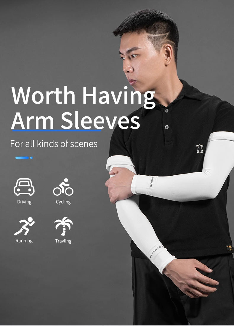ROCKBROS Bike Cycling Running Arm Warmers UV Protect Cover Basketball Jogging Breathable Quick Dry Men Women Sunscreen Sleeves