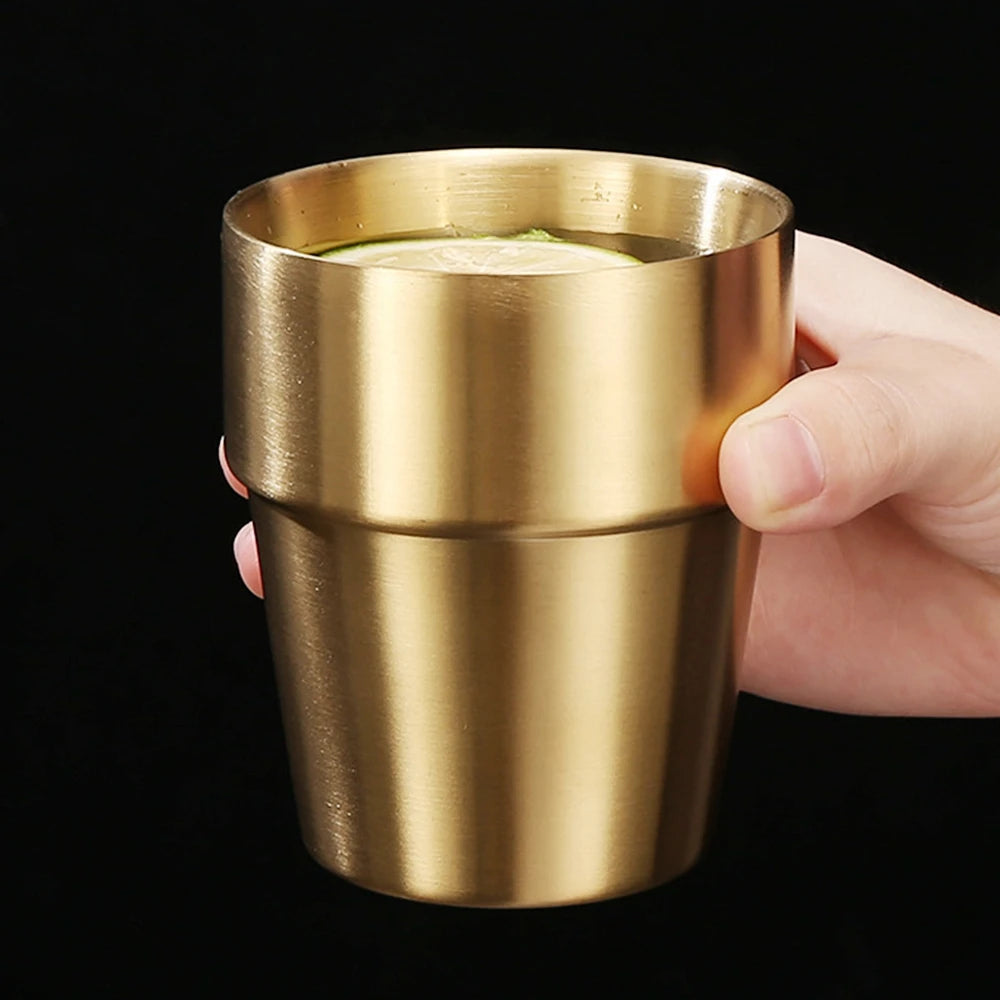 3pcs Stainless Steel304 Cup Outdoor Gear Stackable Cup Camping Cups Metal Coffee Travel Cup Sets Portable Drink-ware Gold