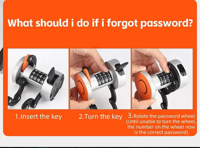 WEST BIKING Foldable Bike Lock Key Password Security Anti-Theft Lock MTB Road Bicycle Scooter Electric Bike Cycling Chain Lock