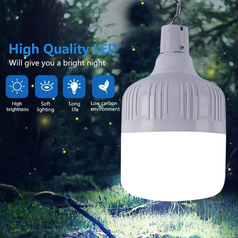 USB Portable Emergency Light Charging Hook LED Outdoor Adjustable 200W Tent Light, Barbecue Fishing Camping Light Bulb