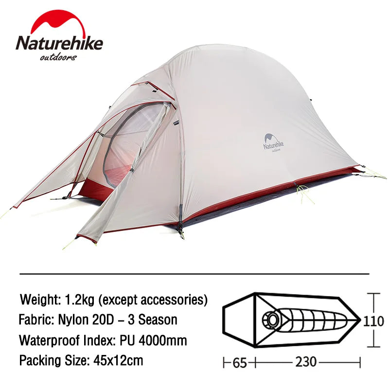 Naturehike Tent Cloud Up Series Ultralight Outdoor Camping Tent Waterproof Backpacking Cycling Tent Camping Tent With Floor Mat