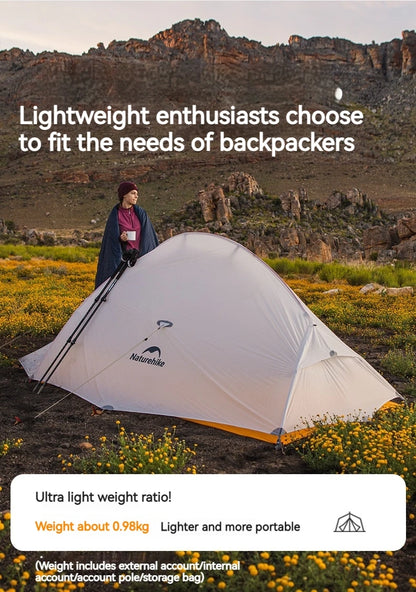 Naturehike Upgrade 10D Cloud Up Camping Tent 980g Ultralight 2 Persons Outdoors Camping 10D Silicone Hiking Tent With free Mat