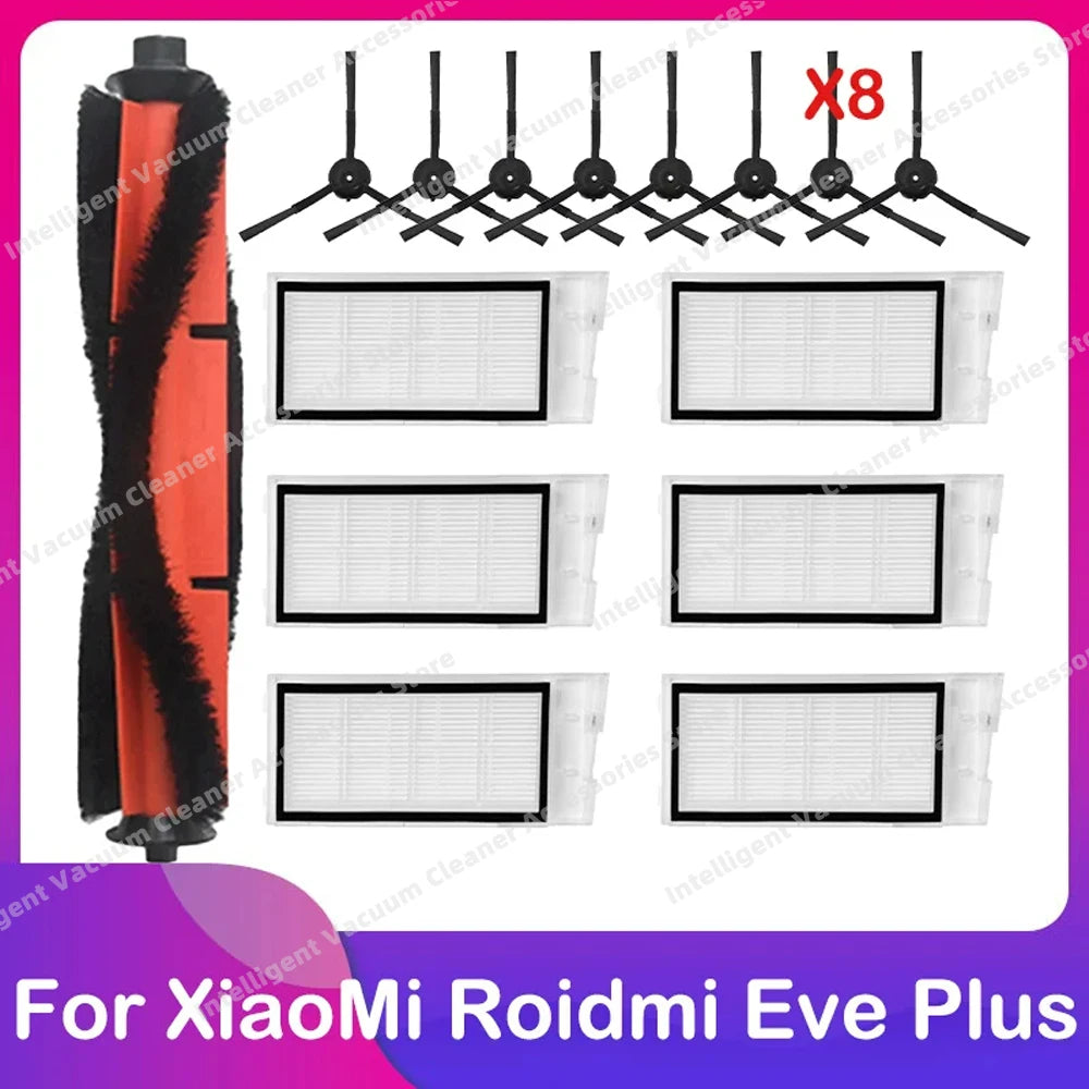 Compatible for Xiaomi Roidmi Eve Plus Robot Vacuum Cleaner Spare Main Side Brush HEPA Filter Dust Bag Mop Cloth Parts