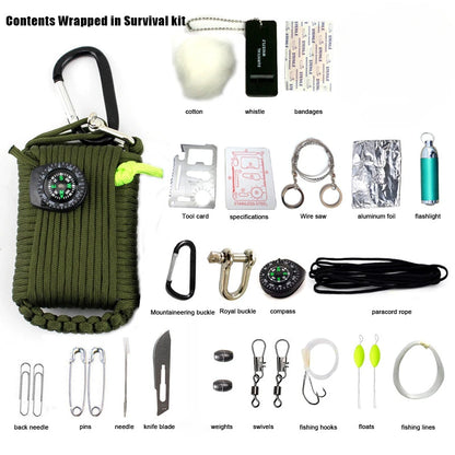Climbing Umbrella Rope Equipment Kit, Emergency First Aid, Camping Hiking Safety Survival Tools, Outdoor Sobrevivência