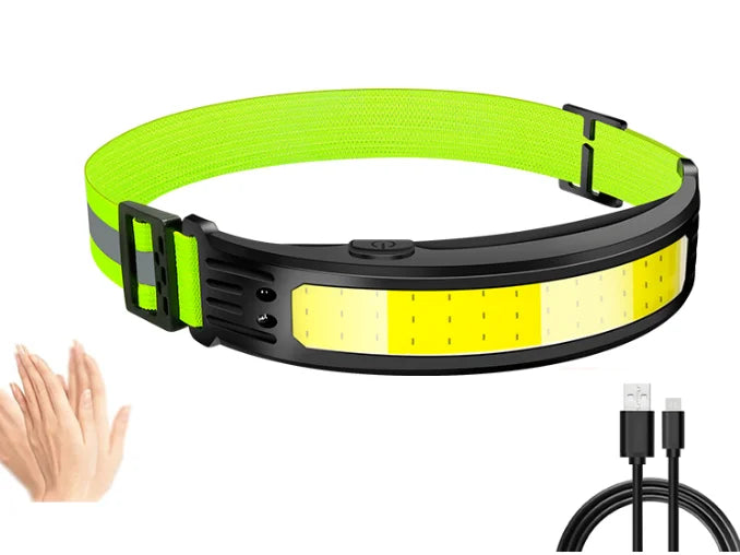 COB Sensor Headlight Built in Battery Fishing Headlamp Rechargeable 6 Modes Head Torch Outdoor Camping Flashlight