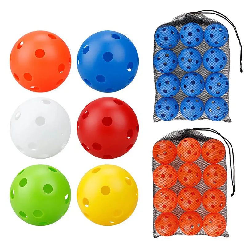 12Pcs Pickleball Balls 26 Holes 72mm Pickleball High Elastic Durable Hollow Balls For Professional Beginner Indoor Training Ball