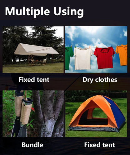 4mm Bold Sturdy Tent Rope High Reflective Luminous Windproof Tent Rope with Double Eye Buckle for Outdoor Camping,Dry,Bundle,Fix