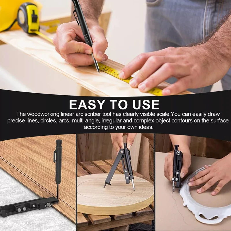 Multifunction Scribing Tool Adjustable Woodworking Measuring Construction Pencil DIY Scribe Compass Compass Measuring Tool