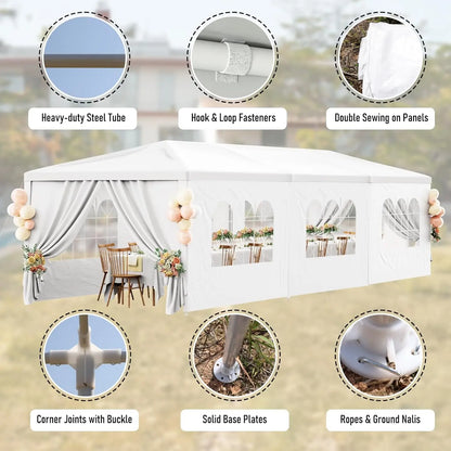 10x30FT White Party Tent Outdoor Canopy Tent Heavy Duty Wedding Tent Waterproof Patio Gazebo Event Tents for Parties