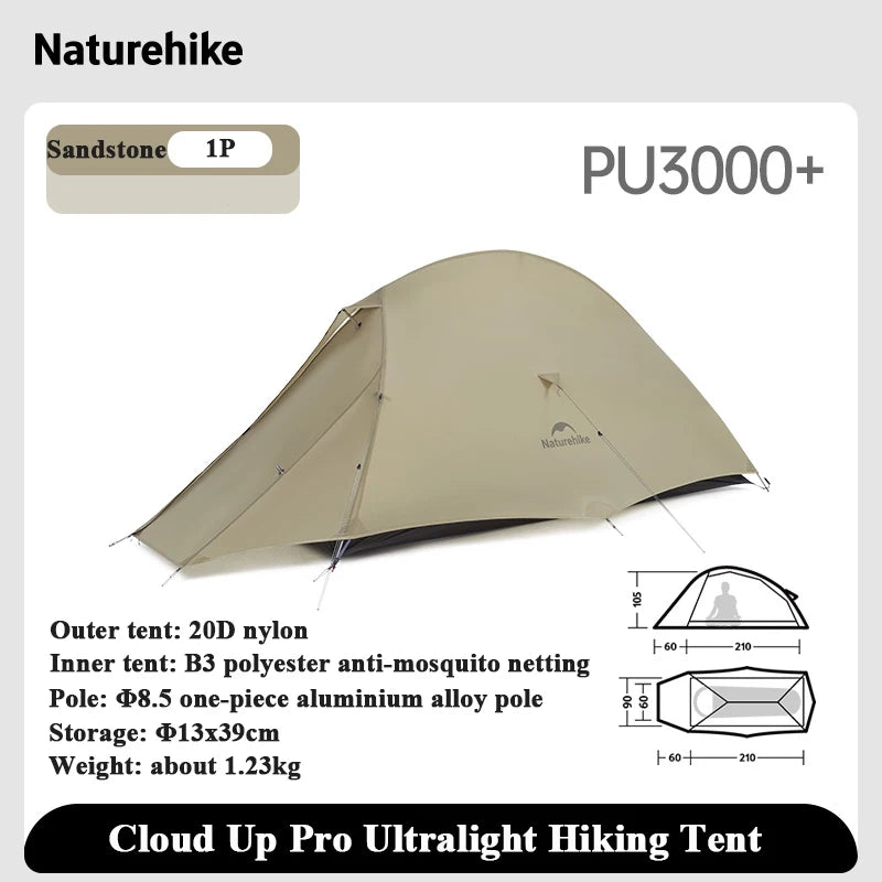 Naturehike Cloud Up Pro Tent 1 2 Person 20D Ultralight Portable Waterproof Camping Tent Outdoor Hiking Travel Backpacking Tent