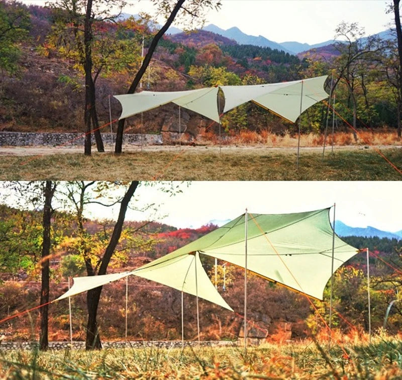 Knot 860g Ultralight Camping Rodless Pyramid Tent 4-8 Person Large Tarp 20D Nylon Both Sides Silicon Coating Outdoor Hikeburger