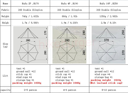 Knot 860g Ultralight Camping Rodless Pyramid Tent 4-8 Person Large Tarp 20D Nylon Both Sides Silicon Coating Outdoor Hikeburger