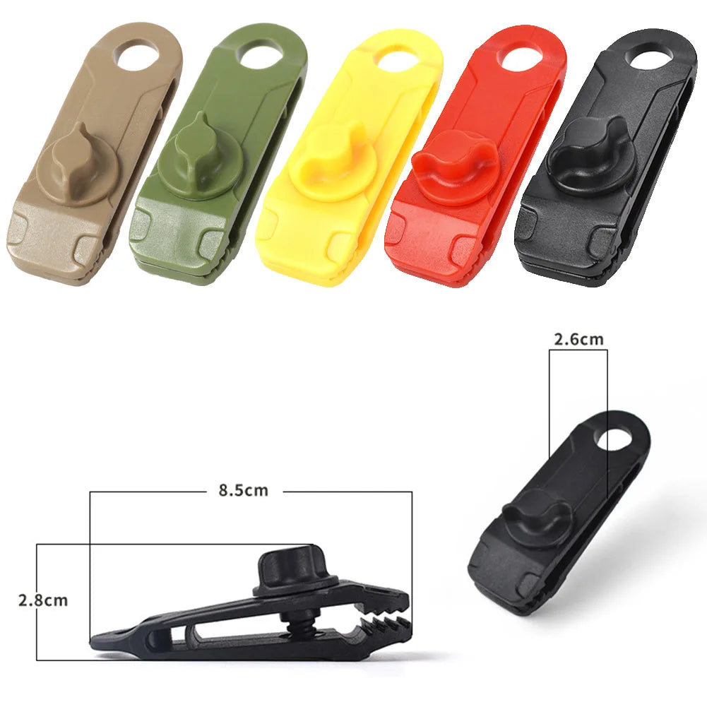 10 PCS Tent Crocodile Clip Tents Awning Wind Rope Clamp Plastic Clip Inverted Hook Design Bite Fastening for Outdoor Camping