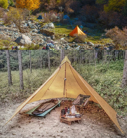 Knot 860g Ultralight Camping Rodless Pyramid Tent 4-8 Person Large Tarp 20D Nylon Both Sides Silicon Coating Outdoor Hikeburger