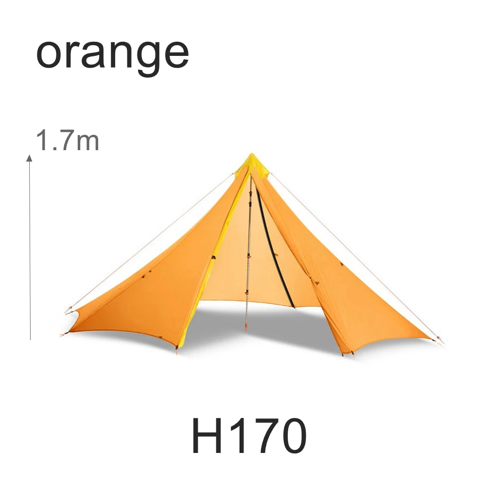 Knot 860g Ultralight Camping Rodless Pyramid Tent 4-8 Person Large Tarp 20D Nylon Both Sides Silicon Coating Outdoor Hikeburger